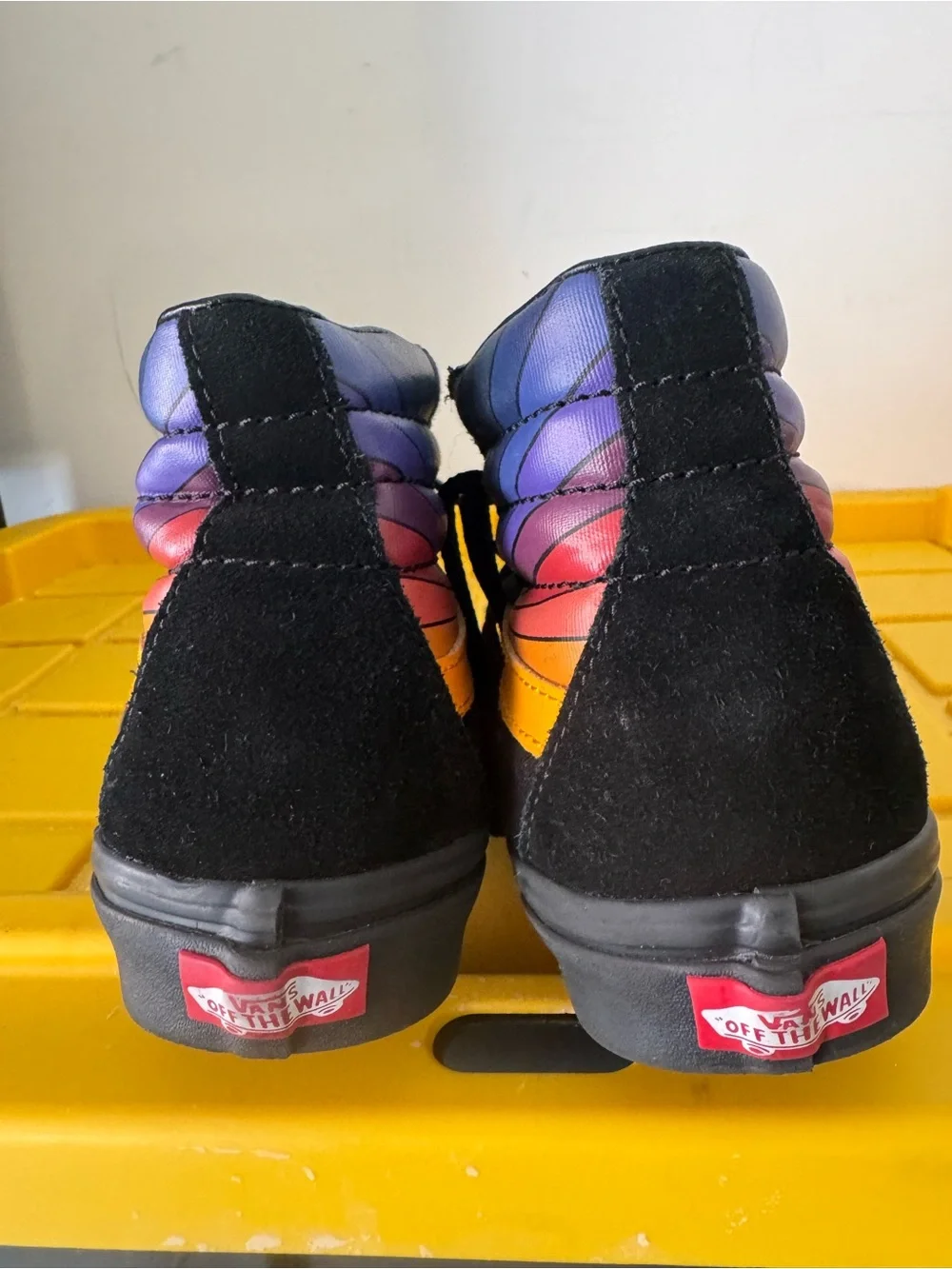 Vans Kids High-Top Sneakers with Rainbow Wave and Black Suede